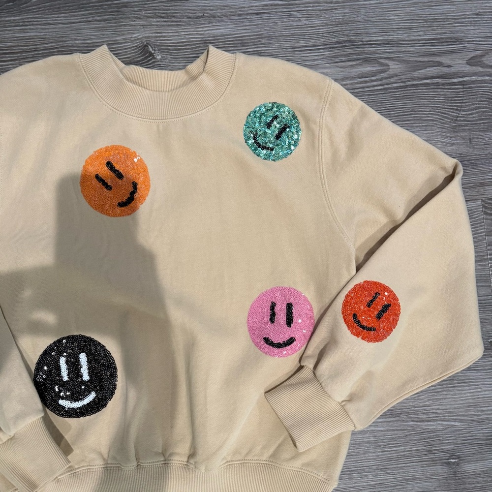 Molo Sequin Smiley Sweatshirt Beige – Size 152 (11/12Y) - Picture 2 of 2